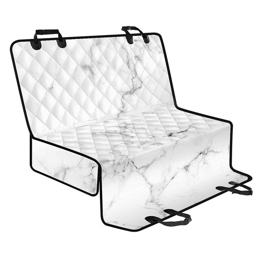 White Grunge Marble Print Pet Car Back Seat Cover