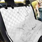 White Grunge Marble Print Pet Car Back Seat Cover