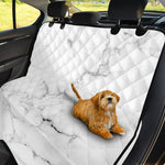 White Grunge Marble Print Pet Car Back Seat Cover