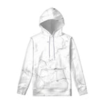 White Grunge Marble Print Pullover Hoodie