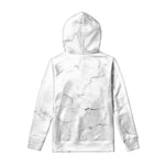 White Grunge Marble Print Pullover Hoodie