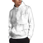 White Grunge Marble Print Pullover Hoodie