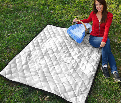 White Grunge Marble Print Quilt
