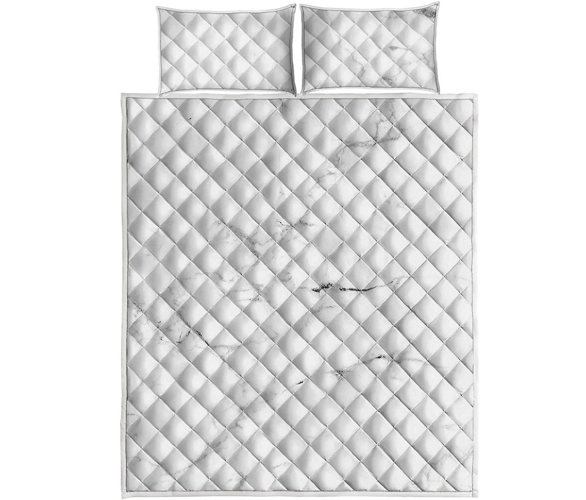 White Grunge Marble Print Quilt Bed Set