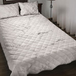 White Grunge Marble Print Quilt Bed Set