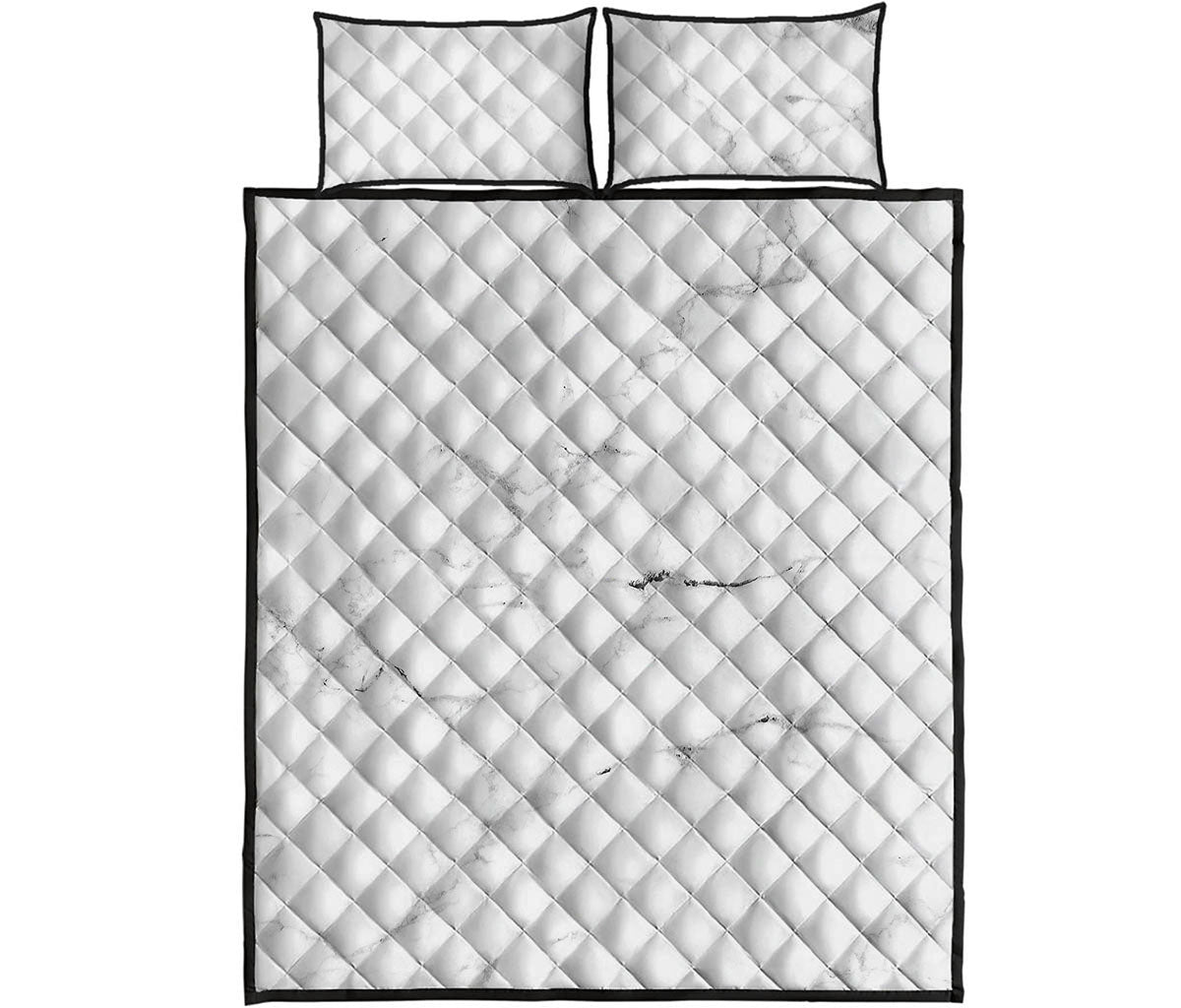 White Grunge Marble Print Quilt Bed Set