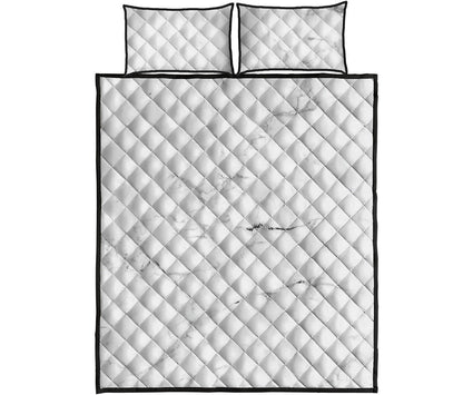 White Grunge Marble Print Quilt Bed Set