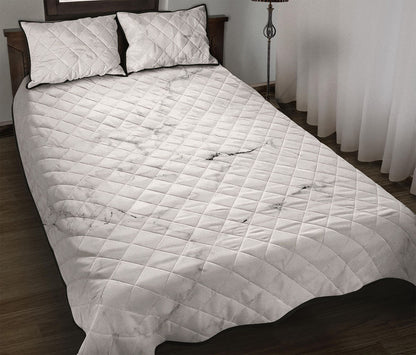White Grunge Marble Print Quilt Bed Set