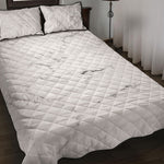 White Grunge Marble Print Quilt Bed Set