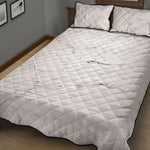 White Grunge Marble Print Quilt Bed Set