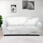 White Grunge Marble Print Sofa Cover