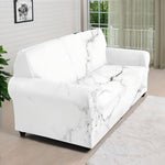 White Grunge Marble Print Sofa Cover