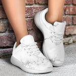 White Grunge Marble Print Sport Shoes GearFrost