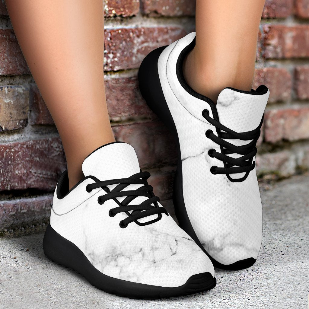 White Grunge Marble Print Sport Shoes GearFrost