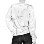 White Grunge Marble Print Women's Crewneck Sweatshirt GearFrost