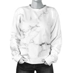White Grunge Marble Print Women's Crewneck Sweatshirt GearFrost