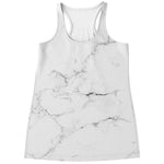White Grunge Marble Print Women's Racerback Tank Top