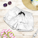 White Grunge Marble Print Women's Shorts