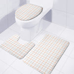 White Halloween Tattersall Pattern Print 3 Piece Bath Mat Set