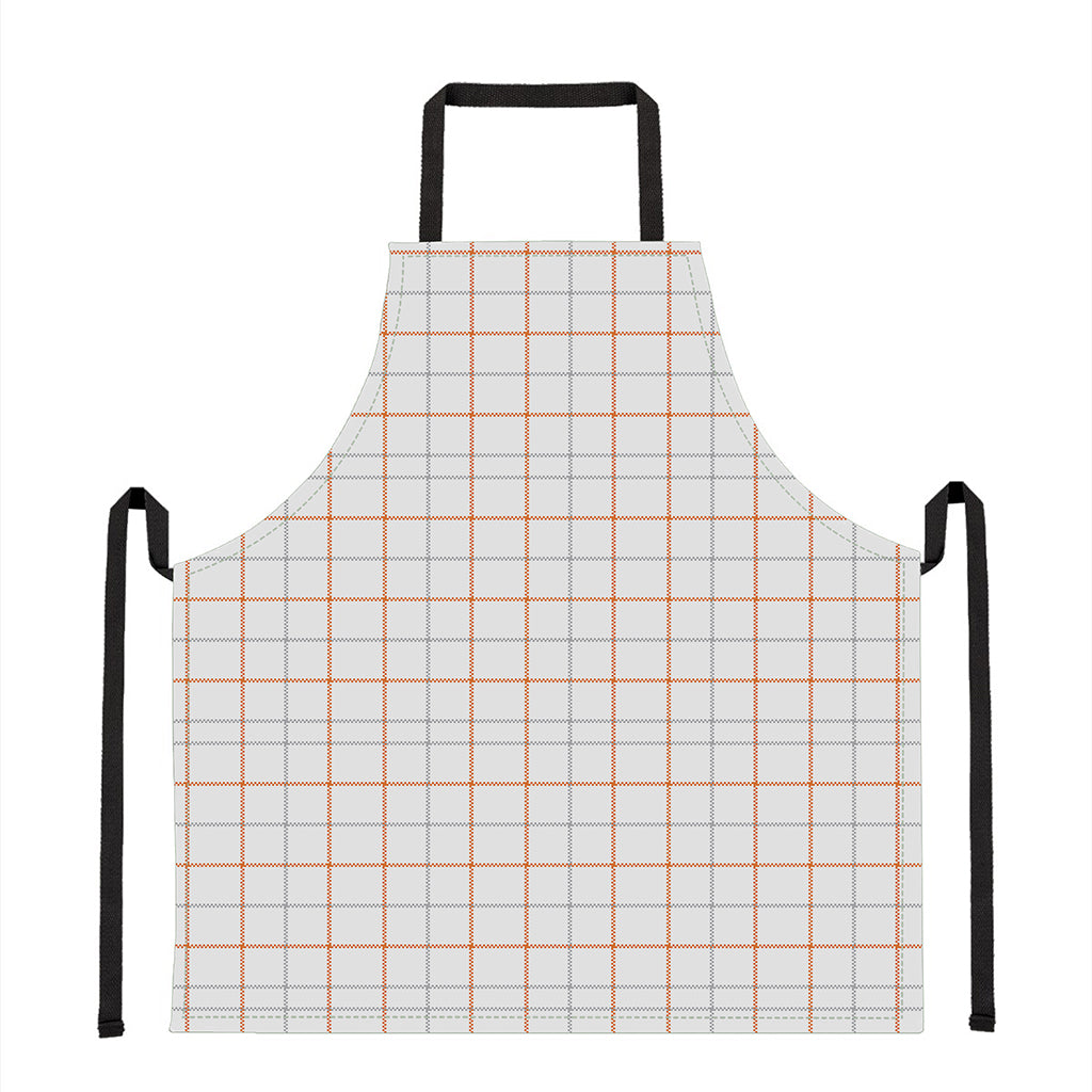 White Halloween Tattersall Pattern Print Apron