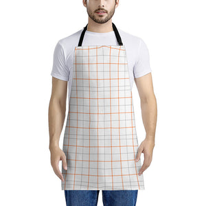 White Halloween Tattersall Pattern Print Apron