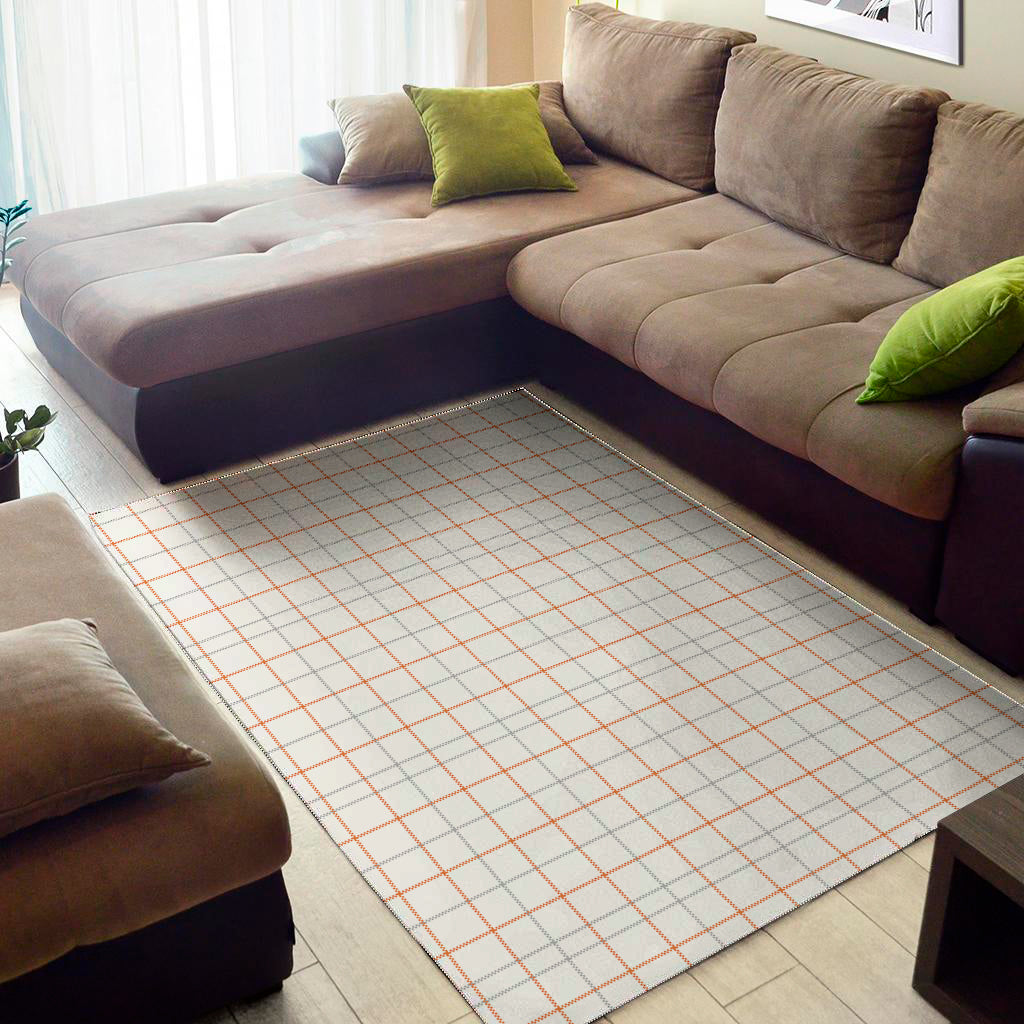 White Halloween Tattersall Pattern Print Area Rug
