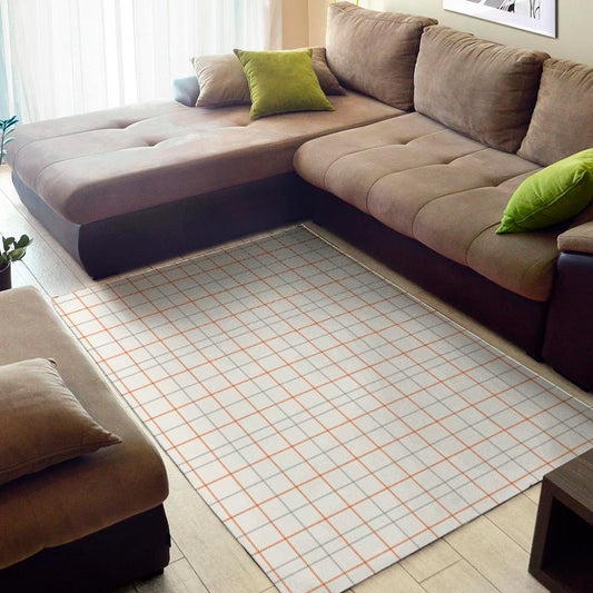 White Halloween Tattersall Pattern Print Area Rug