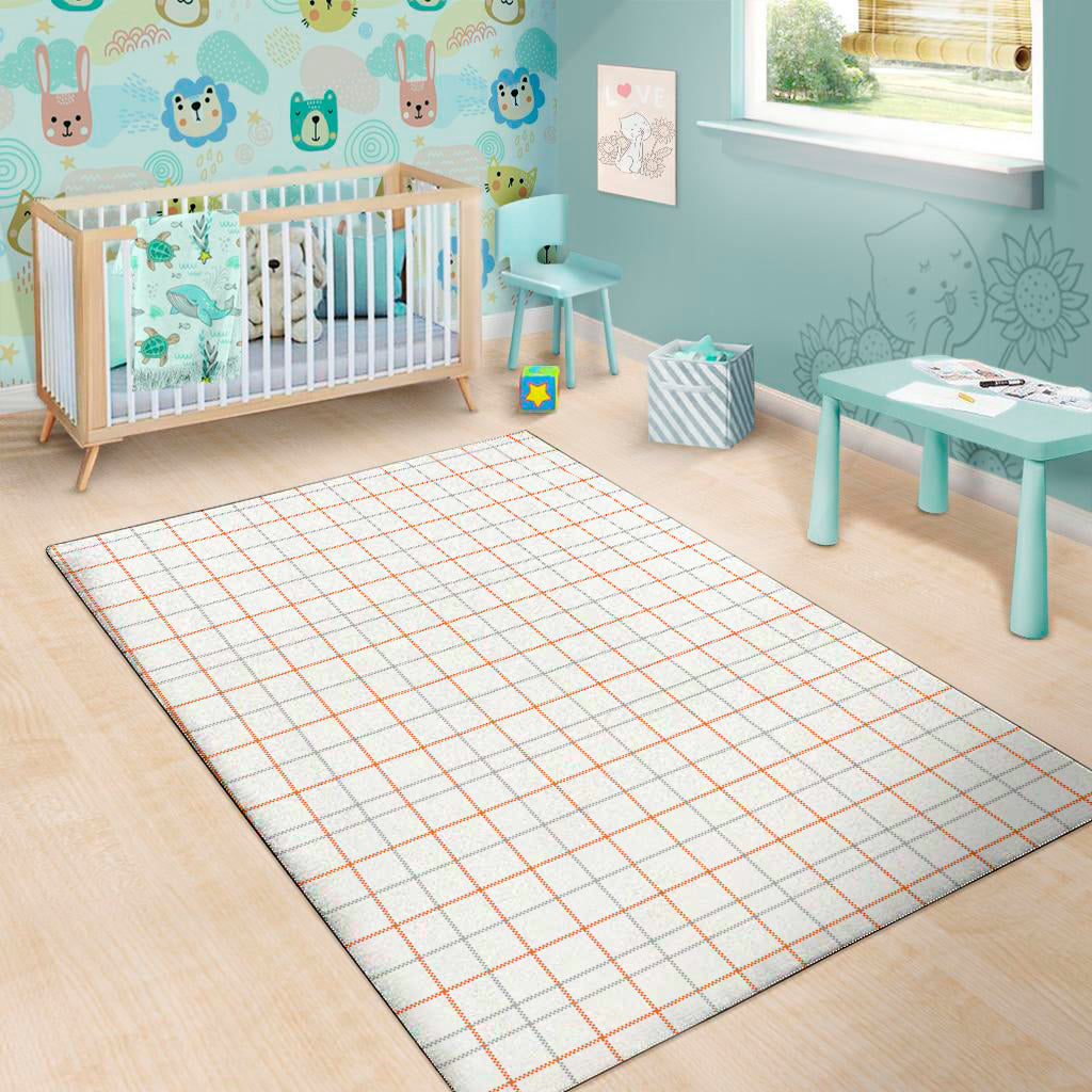 White Halloween Tattersall Pattern Print Area Rug