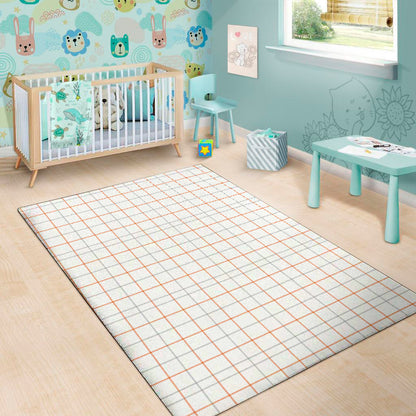 White Halloween Tattersall Pattern Print Area Rug