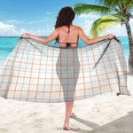White Halloween Tattersall Pattern Print Beach Sarong Wrap