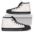 White Halloween Tattersall Pattern Print Black High Top Sneakers