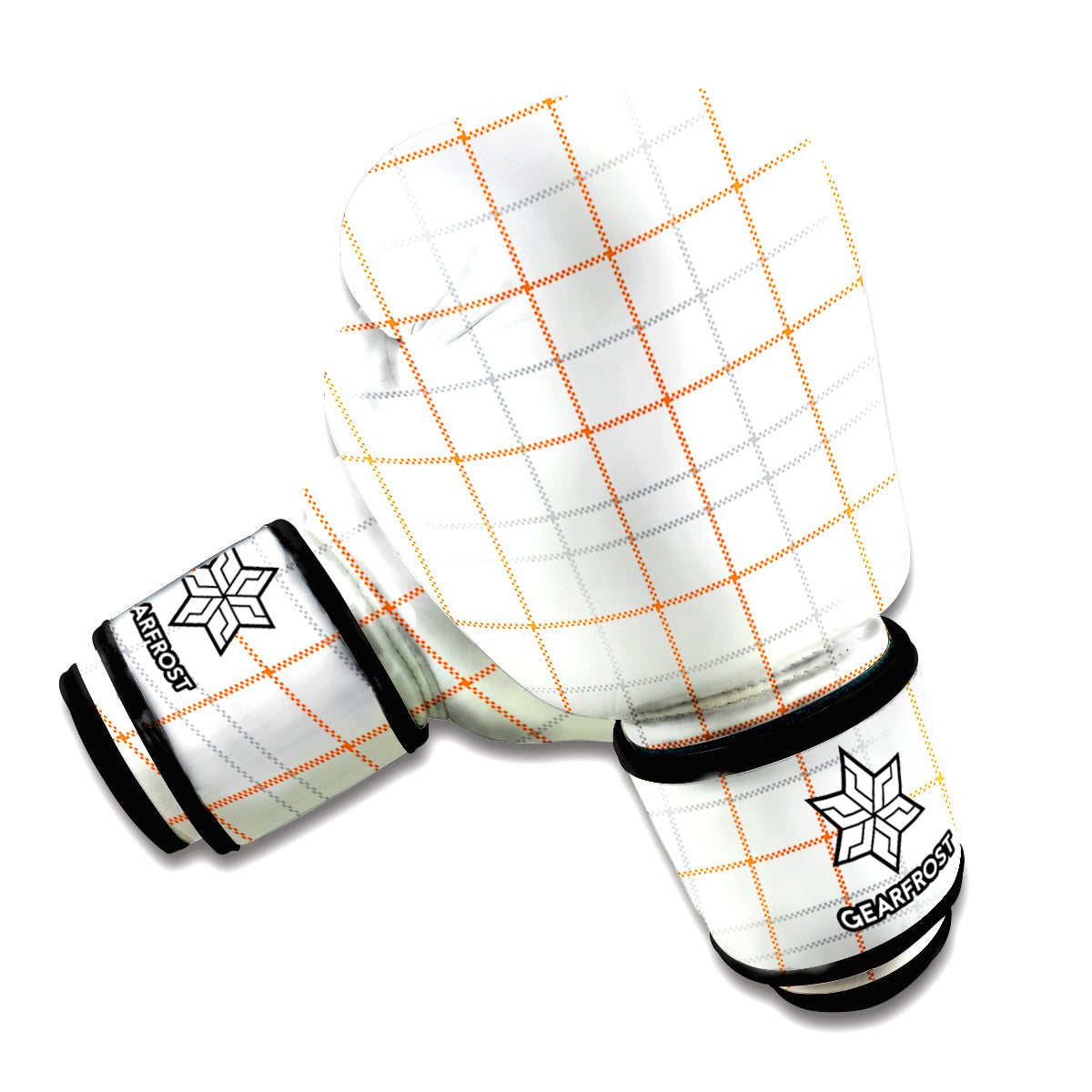 White Halloween Tattersall Pattern Print Boxing Gloves