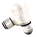 White Halloween Tattersall Pattern Print Boxing Gloves