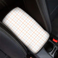 White Halloween Tattersall Pattern Print Car Center Console Cover