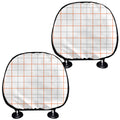 White Halloween Tattersall Pattern Print Car Headrest Covers