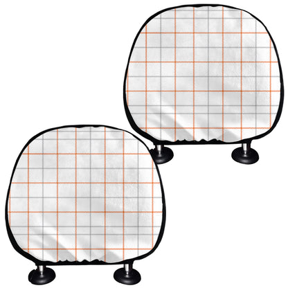 White Halloween Tattersall Pattern Print Car Headrest Covers