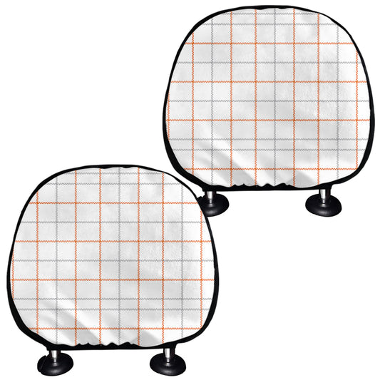 White Halloween Tattersall Pattern Print Car Headrest Covers