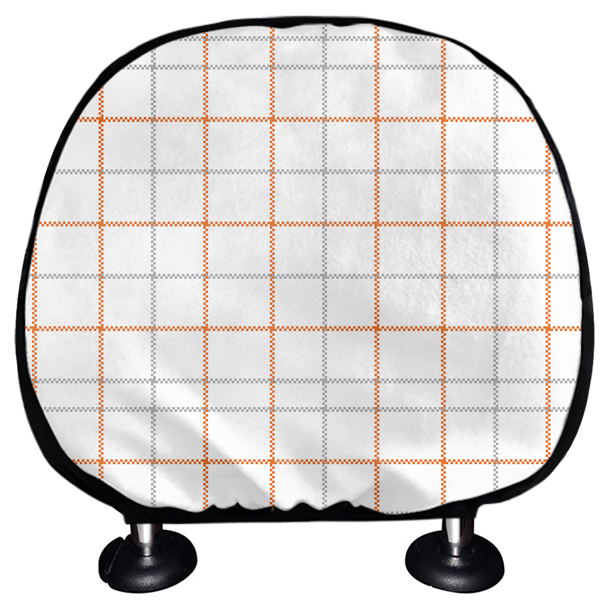 White Halloween Tattersall Pattern Print Car Headrest Covers