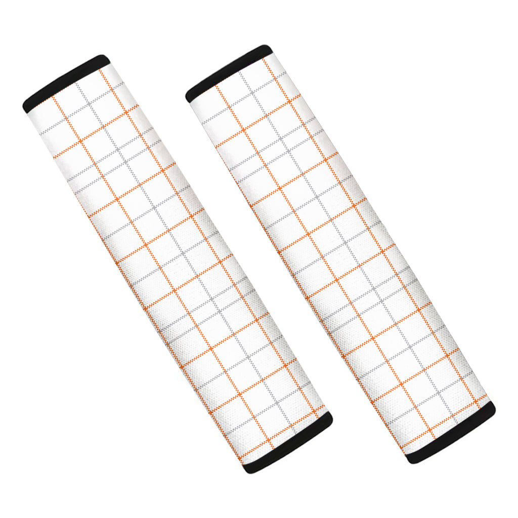 White Halloween Tattersall Pattern Print Car Seat Belt Covers