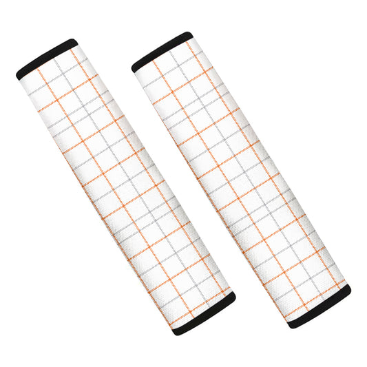 White Halloween Tattersall Pattern Print Car Seat Belt Covers