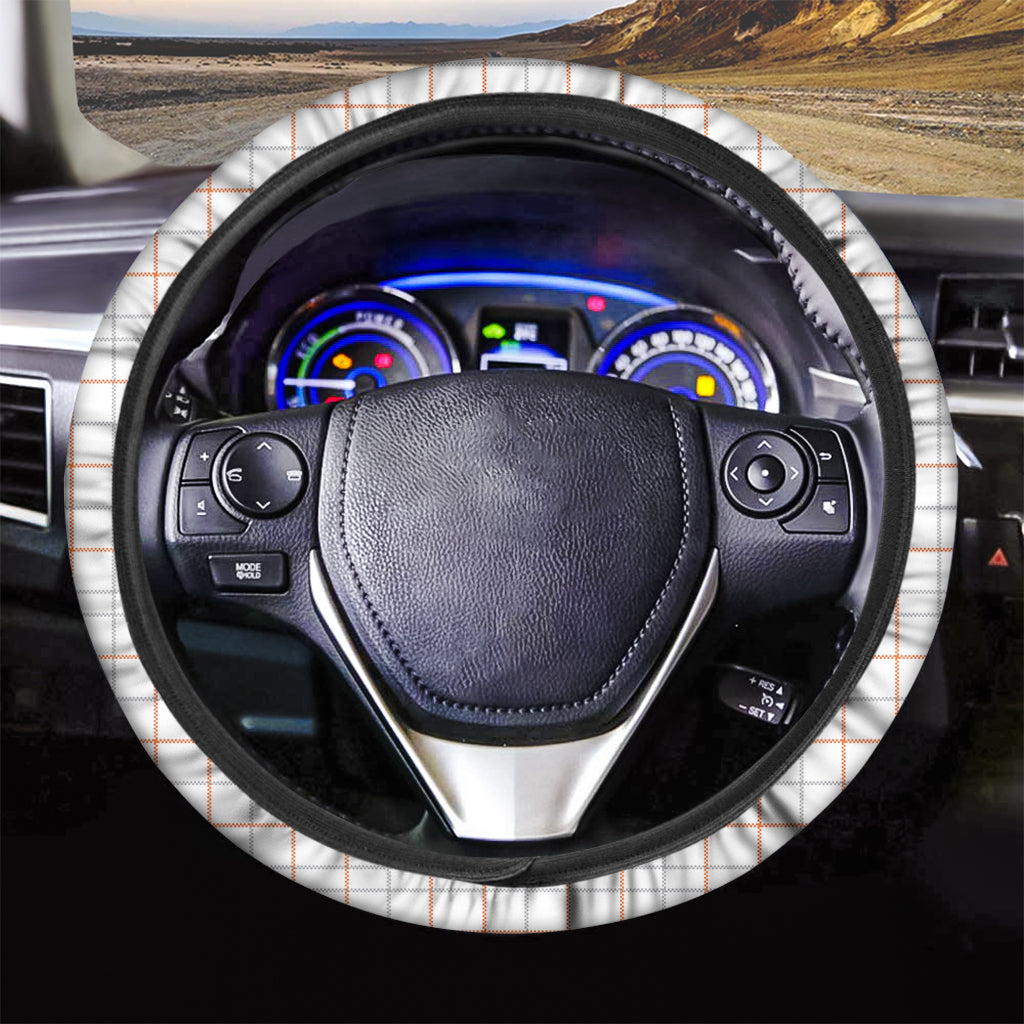 White Halloween Tattersall Pattern Print Car Steering Wheel Cover