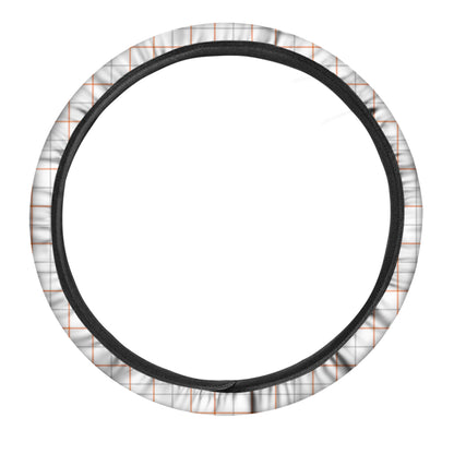 White Halloween Tattersall Pattern Print Car Steering Wheel Cover