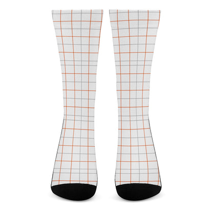 White Halloween Tattersall Pattern Print Crew Socks