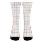 White Halloween Tattersall Pattern Print Crew Socks