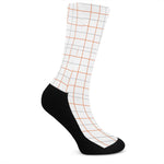 White Halloween Tattersall Pattern Print Crew Socks