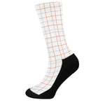 White Halloween Tattersall Pattern Print Crew Socks
