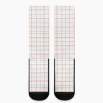 White Halloween Tattersall Pattern Print Crew Socks