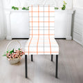 White Halloween Tattersall Pattern Print Dining Chair Slipcover