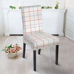White Halloween Tattersall Pattern Print Dining Chair Slipcover