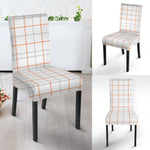 White Halloween Tattersall Pattern Print Dining Chair Slipcover